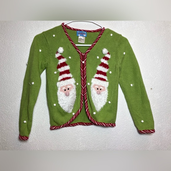 Cre8Ions Other - Cre8ions Green Santa Cardigan Sweater size 7